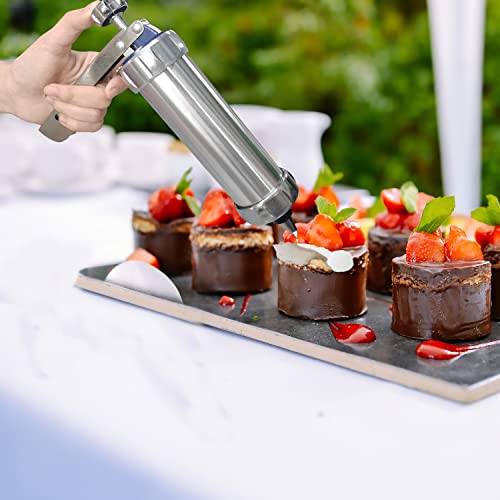 Scgfpoe Dessert Decorating Syringe Set,Stainless Steel Cake Tools,Cupcake Frosting Filling Injector Kits For Cake,Cream,Cookies,Baking(Silver) #TOP4