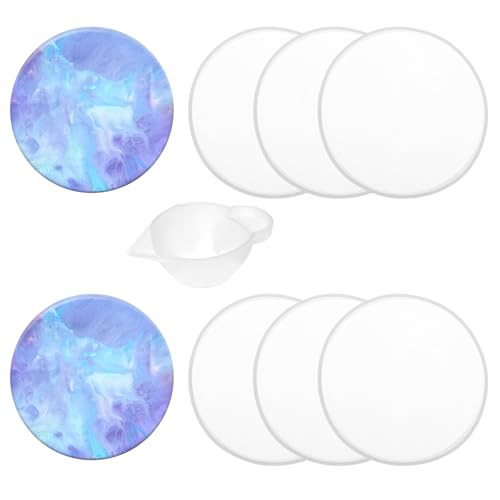7 stampi in resina per sottobicchieri, stampi in silicone rotondi fai da te per sottobicchieri in resina per sottobicchieri rotondi ispessiti stampi in resina epossidica stampi in silicone rotondi per