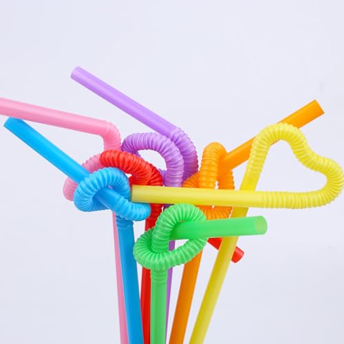 100 pitillos flexibles de plástico para fiesta miniatura 3