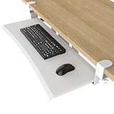 UPGRAVITY Extra Large Keyboard Tray Under Desk - Slide Out with Sturdy C-Clip Mount System, 31.5 (35.8 Including Clamps) X 11.81 Put-Out Keyboard Tray Computer Drawer for Ergonomic Typing, White