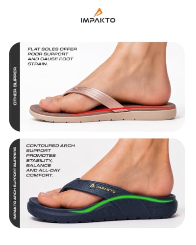 Image of Impakto Men's Arch Support Flip Flops | Lightweight & Bounce-Back Slippers | Soft Cushioned Footbed | Regular Wear Chappal for Home, Casual & Outdoor Use