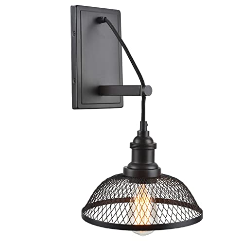 Image of Aspen Creative 62093, One-Light Metal Bathroom Vanity Wall Light Fixture, 8 1 /2 inch Wide, Transitional Design in Bronze with Metal Mesh Shade
