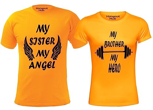 Image of Hangout Hub |Sibling Tshirts| Brother Sister Angel Hero | Set of 2