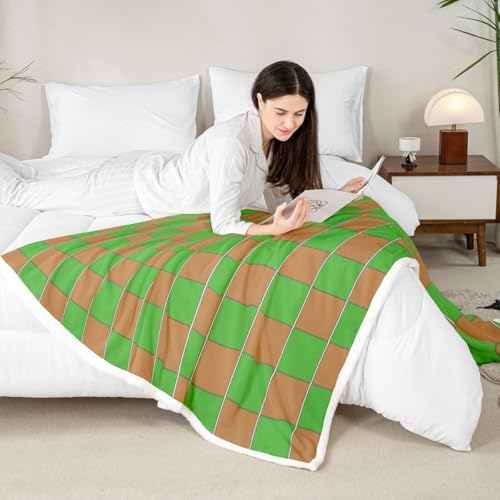 Image of Erosebridal Gaming Checkered Fuzzy Plush Throw Gamer Plaid Fleece Blanket Checkerboard Games Sherpa Blanket for Kids Boys Girls,Geometric Grids Decor for Bed Couch Twin 60 inchx80 inch