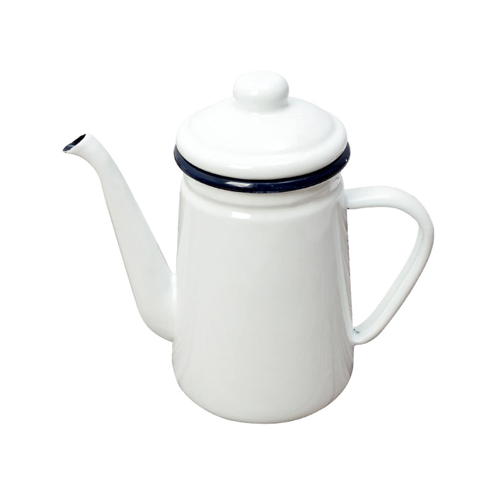 Pichet Pot de café en émail de Style Japonais avec poignée et Couvercle pichet Blanc Maison théière rétro Excellente pour Les Boissons Froides et Chaudes Pichets