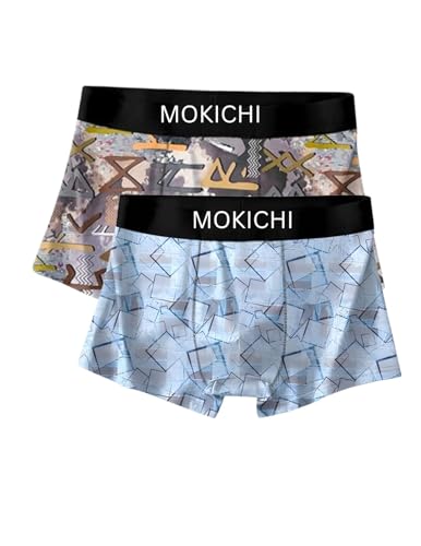 Image of Men's Boxer Briefs Pack, Breathable Stretch Underwear with Wide Comfort Elastic Waistband, Soft Geometric Print Trunks, Multi-Pack