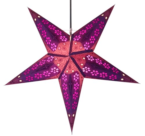 GURU SHOP Étoile Pliable de L`Avent en Papier Illuminé, Poinsettia 60 cm - Violet Minas, Étoiles en Papier - Multicolores