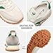 somiliss Sneakers for Women Genuine Leather Suede Patchwork Casual Lace Up Non-Slip Walking Shoes Comfortable Tennis Running Shoes Womens Fashion Sneakers Green