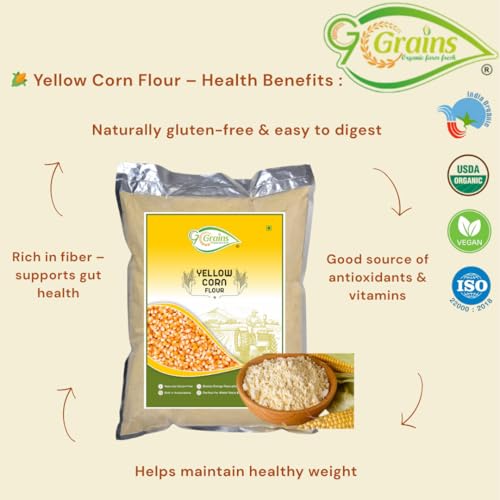 Image of Yellow Corn Flour (1kgs)| Maize Flour | Yellow Corn ka Atta | Makai ka Atta | Stone-Grinding | For Eating And Cookings |Produce of India from Organic Farms By G7 Grains
