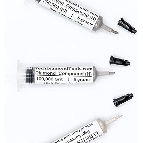 TechDiamondTools Kit of 3 Diamond Polishing Compound Polishing Paste USA Made 14000 100000 200000 Grit for Marble Glass Metal Rock Jewelry Resin Silver Gemstone with High Concentration Diamond Powder Cover