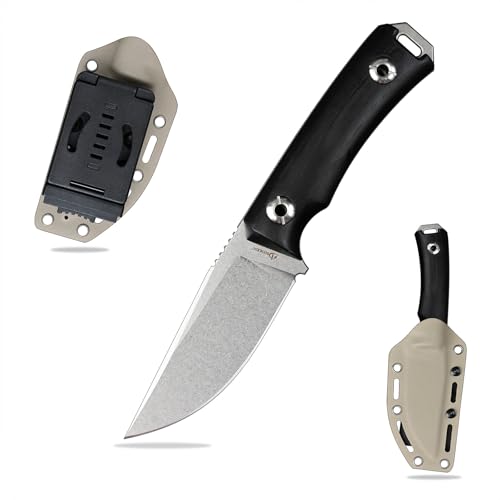 SDOKEDC Knives Tactical Fixed Blade Knife Survival Knife with Sheath Made of DC53 Steel Perfect EDC Hunting Knife with G10 Handle for Men EDC Camping Outdoor (White+Black)
