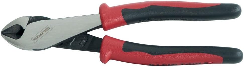 Klein Tools J228-8 Pliers, Diagonal Cutting Pliers with Dual-Material Journeyman Handles, Short Jaws and Beveled Cutting Edges, 8-Inch
