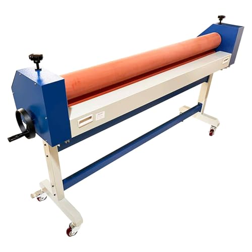 BEILOCKERY 51in(1300mm) Manual Cold Laminating Machine with Orange Soft Rubber Roller,All Metal Frame Laminator with Fold-up Table, Adjustable Roller Position, 1