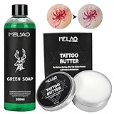2 Piezas de Tatuaje Aftercare Kit,Hidrata y Calma La Piel(After Tattoo 300ml & Cleansing Gel 150ml)