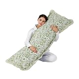 Picture of CPC Agate Green 100% Cotton Block Print Ruffle Sham Cover 20X54 inch, Handmade Boho Floral Pillowcase, Farmhouse Cottagecore Bedding, Soft Decorative Cushion Cover for Bedroom Décor