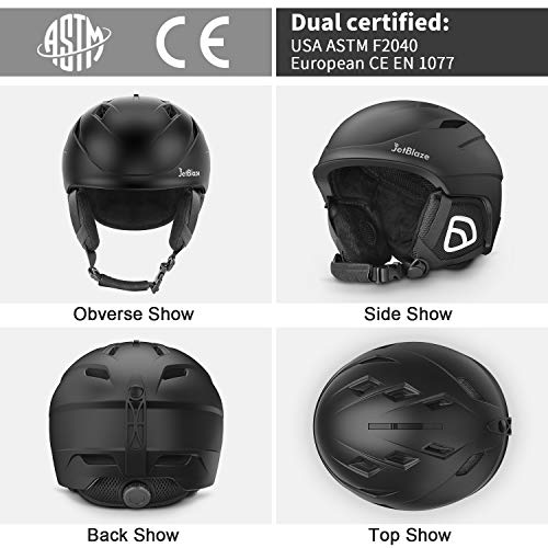 JetBlaze Snow Helmet, Ski Helmet, Snowboard Helmet for Men Women Youth (Black, S)
