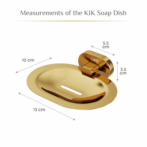 Image of LAPO 304 Stainless Steel Single Soap Holder for Bathroom, Wall Mounted Soap Dish with Drain Tray for Wash Area, PVD Gold Finish, 25 Years Warranty, Pack of 1 - KIK