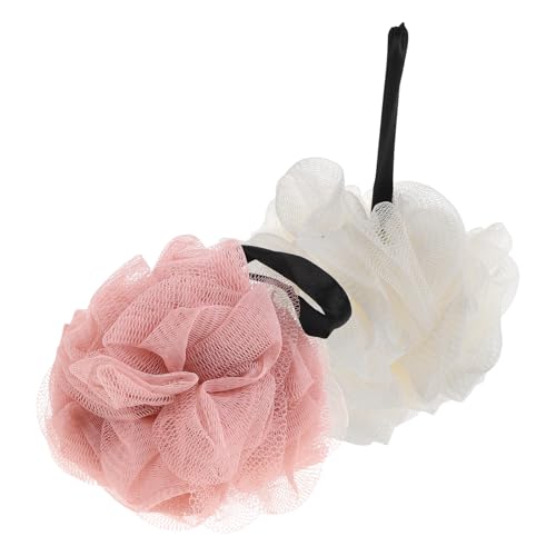 TOVINANNA Esponja de Ducha Exfoliante Corporal Grande 2 Unidades, Esponja de Baño Suave de Malla Vegetal, Color Beige y Rosa Piel, Adecuado para Cuidado Personal y Limpieza Diaria