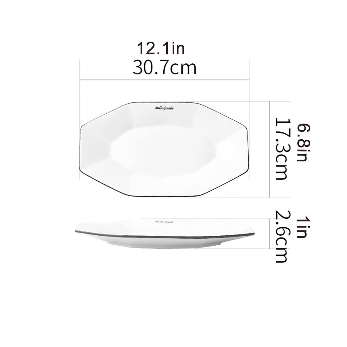 Dessert Bowls,Tapas Dishes,2 Pack 12 inch White Dinner Plates, Star-Geometric Serving Platter Dinnerware Dish, Dinner, Salad, Re