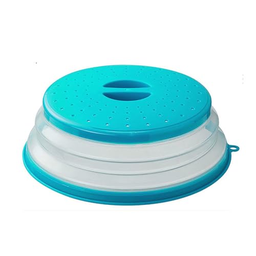 Collapsible Microwave Splatter Cover, 10.5 Inch, Dishwasher-safe, Microwave Plate Cover With Steam Vent，BPA-Free Silicone & Plastic (ink blue)