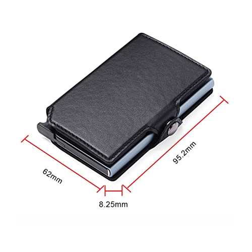Business Card Holder Card Holder Credit Card Holder Men Bank id Cardholder Bag Male Slim Metal Leather Aluminum Wallet Small(Black)2