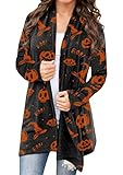 EFOFEI Mujeres Cute Spooky Pattern Cardigans Skull Drape Owl Leopard Jumper Fiesta De Halloween Regalo Cardigan Black Hat XL