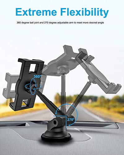 Woleyi Dashboard Car Tablet Mount, Telescopic Tube Suction Cup Car Tablet & Phone Holder For Ipad Pro 9.7, 11, 12.9 / Air Mini 5 4 3 2, Galaxy Tabs, Iphone Series, More 4-13" Cell Phones And Tablets #TOP3