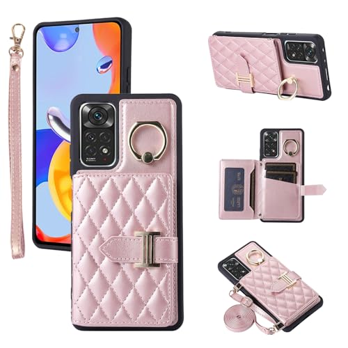 Étui Xiaomi Redmi Note 11 Pro avec anneau rotatif 360 et béquille de support rose