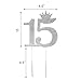 Number 15 Quinceanera Rhinestone Princess Crown Monogram Cake Topper - Sweet 15th Birthday Party (Silver)