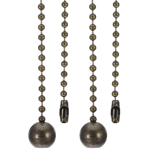 Image of PATIKIL 1M 3.3ft Ceiling Fan Pull Chain, 2 Pcs Beaded Pulls Cord Extender Ball Pendant for Fan Light Chandelier Table Lamp Pulling Switch, Bronze