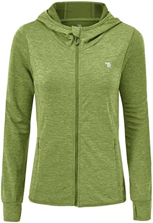 donhobo Damen Laufjacke Sportjacke UV-Schutz Trainingsjacke | Leicht, Atmungsaktive, Full Zip, Hoodie Sweatjacke, mit 4 Taschen und Daumenloch für Wandern Yoga Fitness