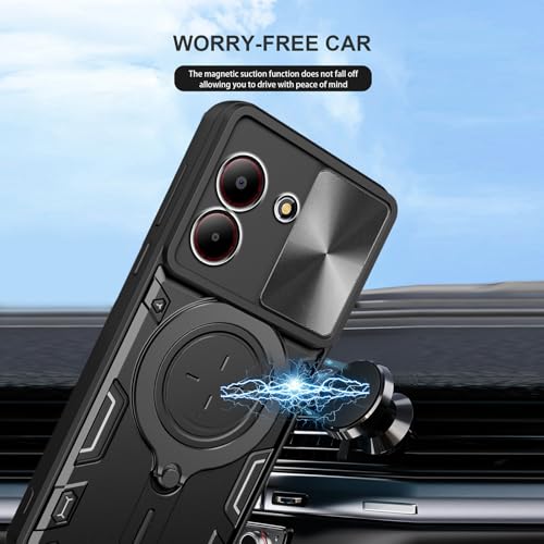 Electro-weideworld Case for ZTE Blade A34/Blade A54 + 2 x Screen Protector, Military Grade Shockproof Bumper Magnetic 360° Rotate Ring Kickstand Lens Slider Phone Case by ELECTRO-WEIDEWORLD - Used condition - Image 3