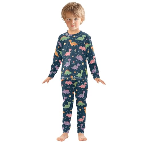 Pajama Sets Long Sleeve Dinosaurs Flowers Eggs Soft Comfy Sleepwear 2 Piece PJS 3-8T2