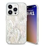 XIMAND for iPhone 14 Pro Max Case Made with Unique Genuine Seashell, Durable | Stunning Gorgeous | Drop Protection | Luxury Aesthetic Cover. (Beige)