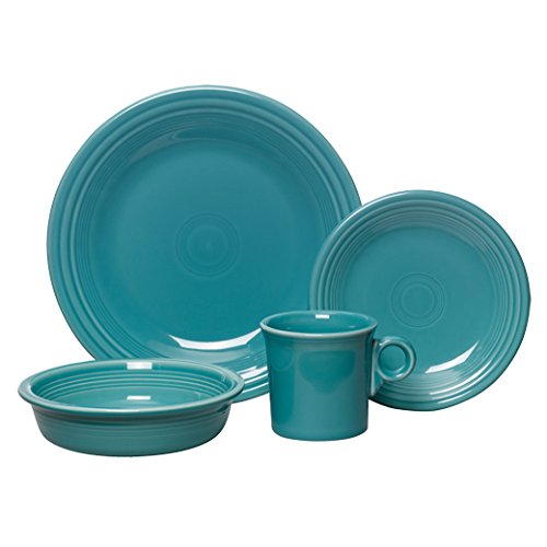 Fiesta turquoise vaisselle 4 pièces pour sublimer vos dîners en terrasse