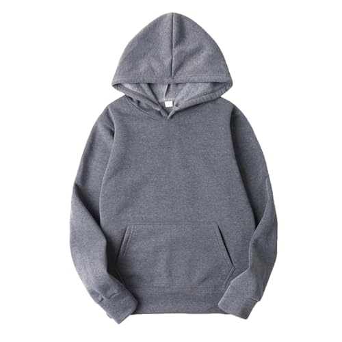 Men Long Sleeves Drawstring Plain Hooded Sweatshirt Pullover Classic Solid Hoodie Thermal Top