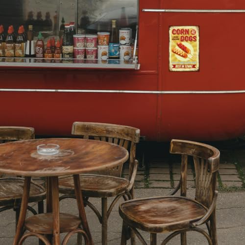 GLOBLELAND Vintage Metall Blechschild Mais-Hotdog Metallschilder Lustig 30x20cm Fast Food Nostalgic-Art Retro Blechschild Fur Imbissstand Foodtruck Küche Gartenparty Grillplatz Biergarten Snackbar