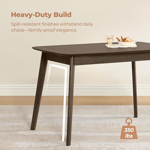 Image of CHITA 59 inch-75 inch Extendable Dining Room Table for 4-6, Modern Wood Dining Table for Small Spaces, Kitchen, Space Saving Hidden Leaves, Solid Rubberwood Frame, Walnut Veneer