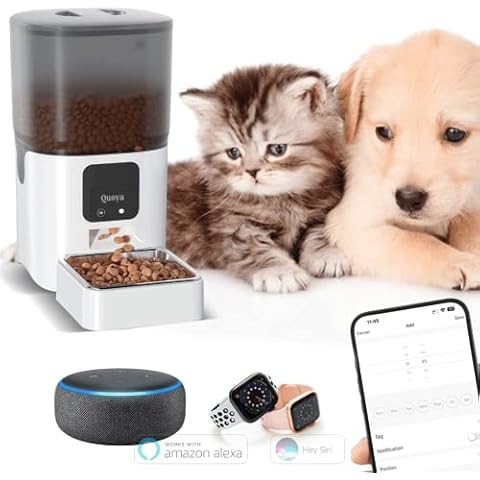 QUOYA Smart Automatic Feeder, LARGE (6L Food Tank) 【Timer/Schedule feature, voice and app control, Portion size adjustment】Compatible with Alexa, google, siri for Dogs and Cats Cover
