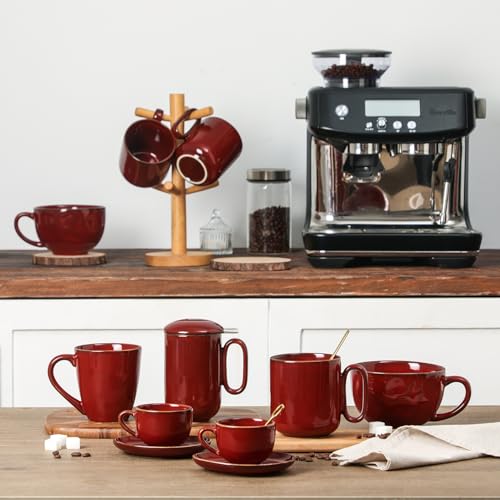 Taza de cerámica con infusor y tapa 16 oz rojo miniatura 5