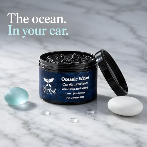 Image of Oceanic Waves Luxury Car Perfume Gel 60g, Long-Lasting Natural Car Air Freshener, Aquatic Odor Remover for Dashboard and Cup Holder, Spill-Proof Twist Diffuser, 30-45 Day Freshness