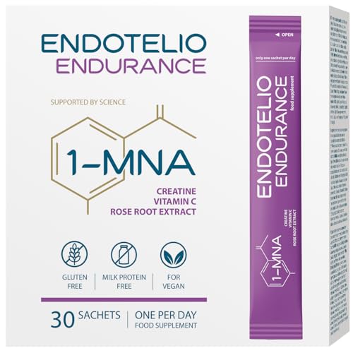 Endotelio 1-MNA Endurance, Optimiza NAD+, Suplemento en Polvo para Deportistas Profesionales y Aficionados, Corredores, Nadadores, Ciclistas, Culturistas con Rhodiola Rosea, Creatina, C, 30 sobres