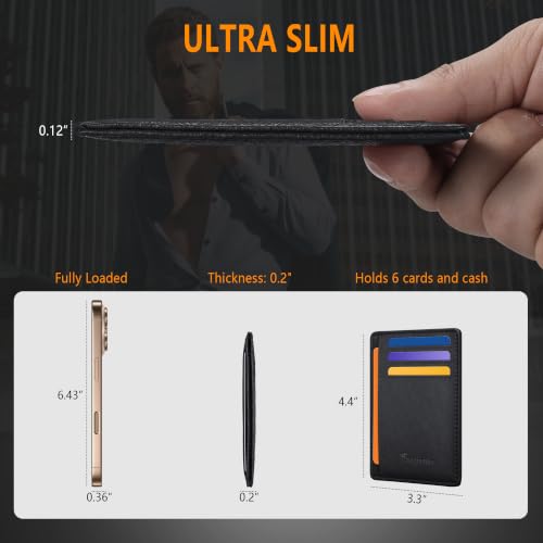 Image of Travelambo Slim Minimalist Wallet for Men, RFID Blocking Credit Card Holder, Front Pocket ID Card Case, Gifts for Men, Husband, Boyfriend, Teenage