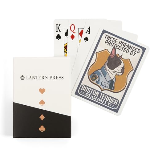 Lantern Press Boston Terrier Security, 52 cartas póker
