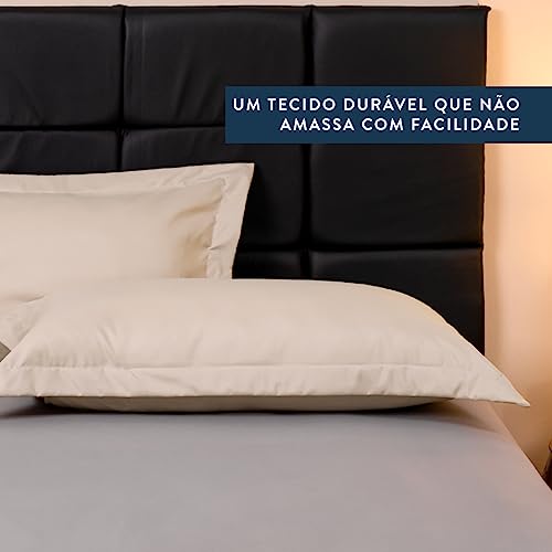 Kit 02 Fronhas Envelope Slim c/ 03 Abas 200 Fios King 90cm x 50cm (Bege)
