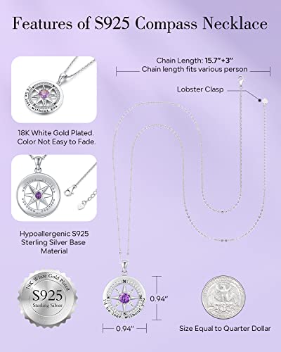 S925 Necklace Gift for Wife |Compass Jewelry |Women Anniversary |Sterling Silver |Girlfriend Birthday Gifts for Her Valentines |I'd be Lost without You |Jewel 18K Gold - Image 5