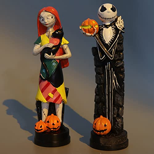 A Nightmare Before Christmas Figurines Jack Skellington Sally With Pumpkin Statues Sets Halloween Decoration Collection Gifts (2Pcs) #TOP3