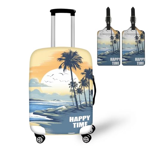 Summer Style Suitcase Cover+Tag Practical Luggage Cover Zip Case Covers Travel Home Daily Use Suitcase Covers 20 inch Noble Travel Luggage Everyday Surprise Gifts Dusk Beach