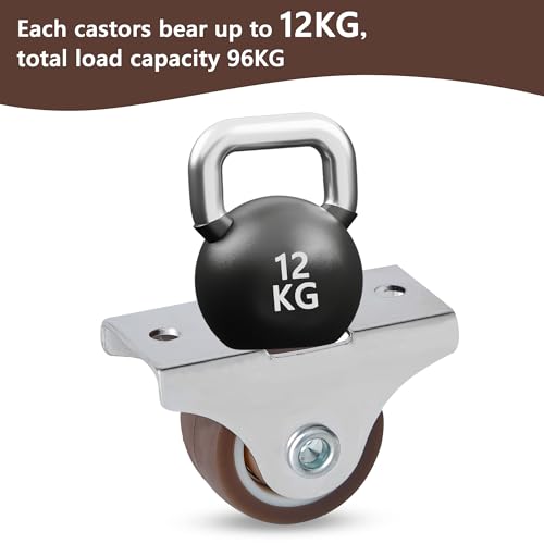 YSDMY Silent Castor Wheels - 8 Pcs 25mm, 96KG, Fixed Small Castors for Trash Can Box, coffe - Image 4