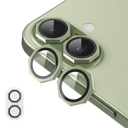 Image of GadgetBite Snaptra Octagon Camera Lens Protector Compatible with iPhone 17 - 9H Tempered Glass with Metal Ring, Scratch-Resistant Camera Cover - Green